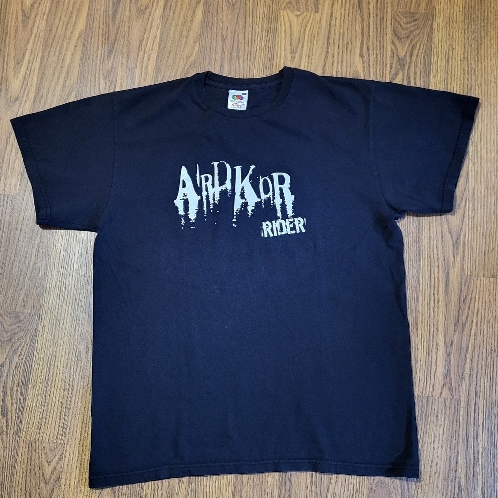 Black Ardkor Rider Fruit of the Loom Heavy Cotton Graphic T-Shirt Medium C36